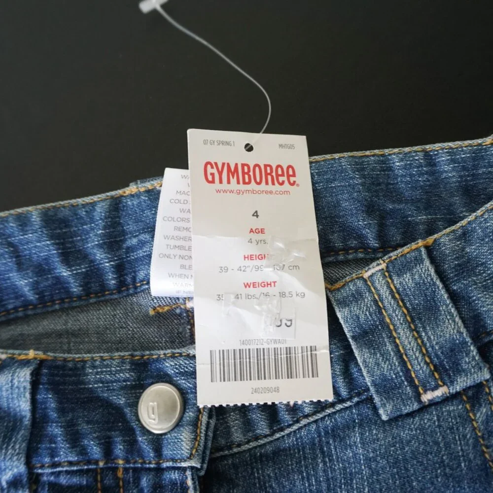 NEW Gymboree Y2K Embroidered Heart Denim Capri Jeans Ribbon Accent Blue Girls‎ 4